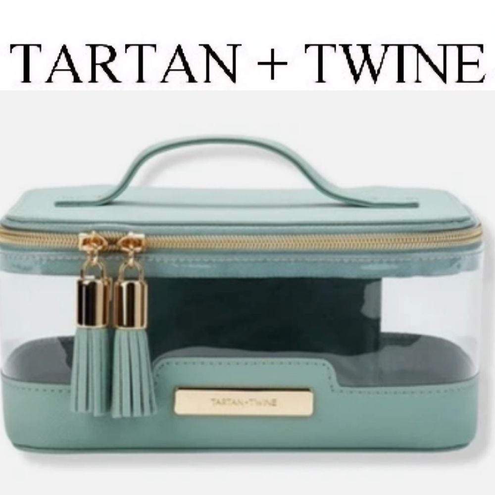 Tartan + Twine Transparent Box Train Case- Sage